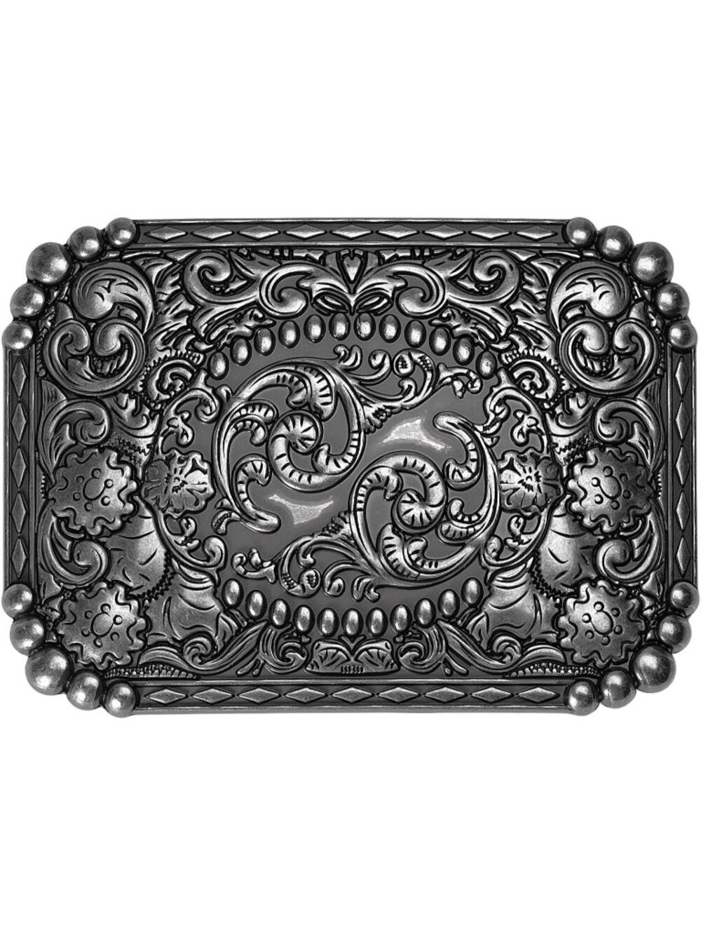 Unisex Silver Flower Imported Antique Silver Engraved Floral Vintage Belt Buckle